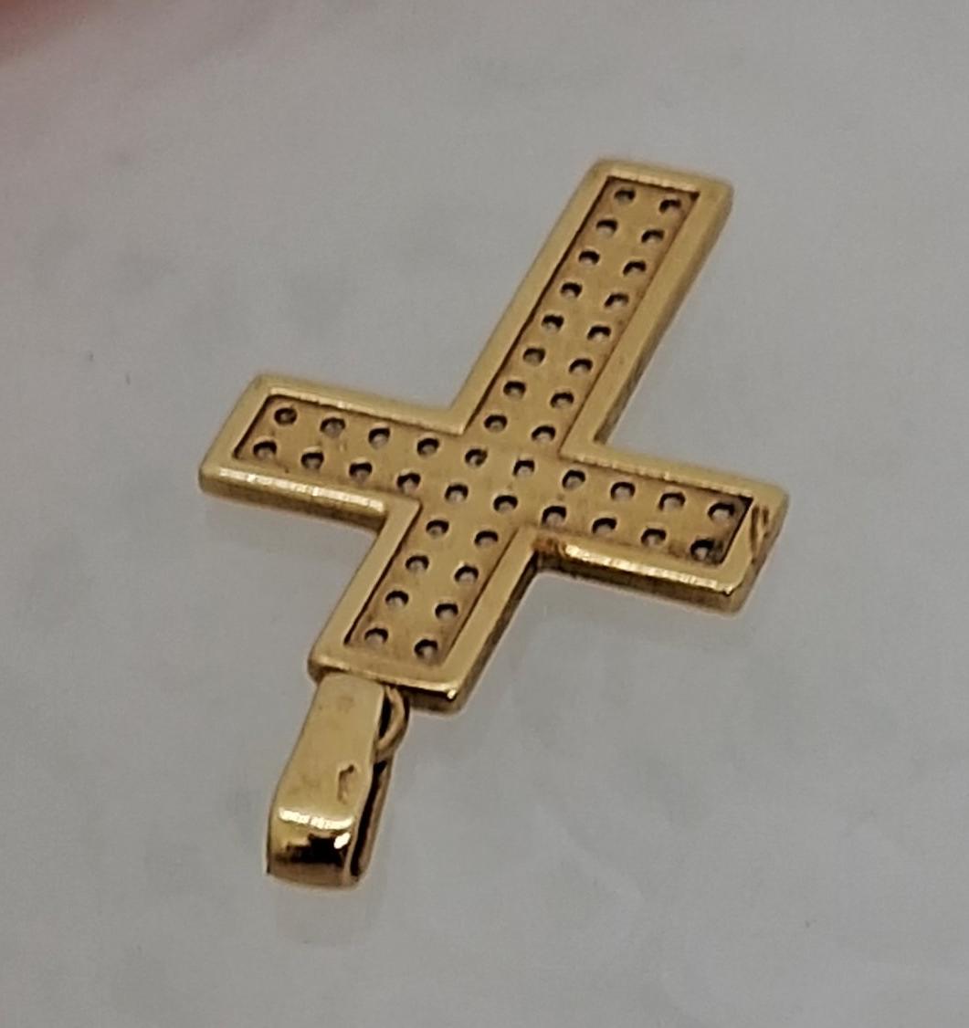 Подвес-крест из желтого золота с цирконием (33484102)  4
