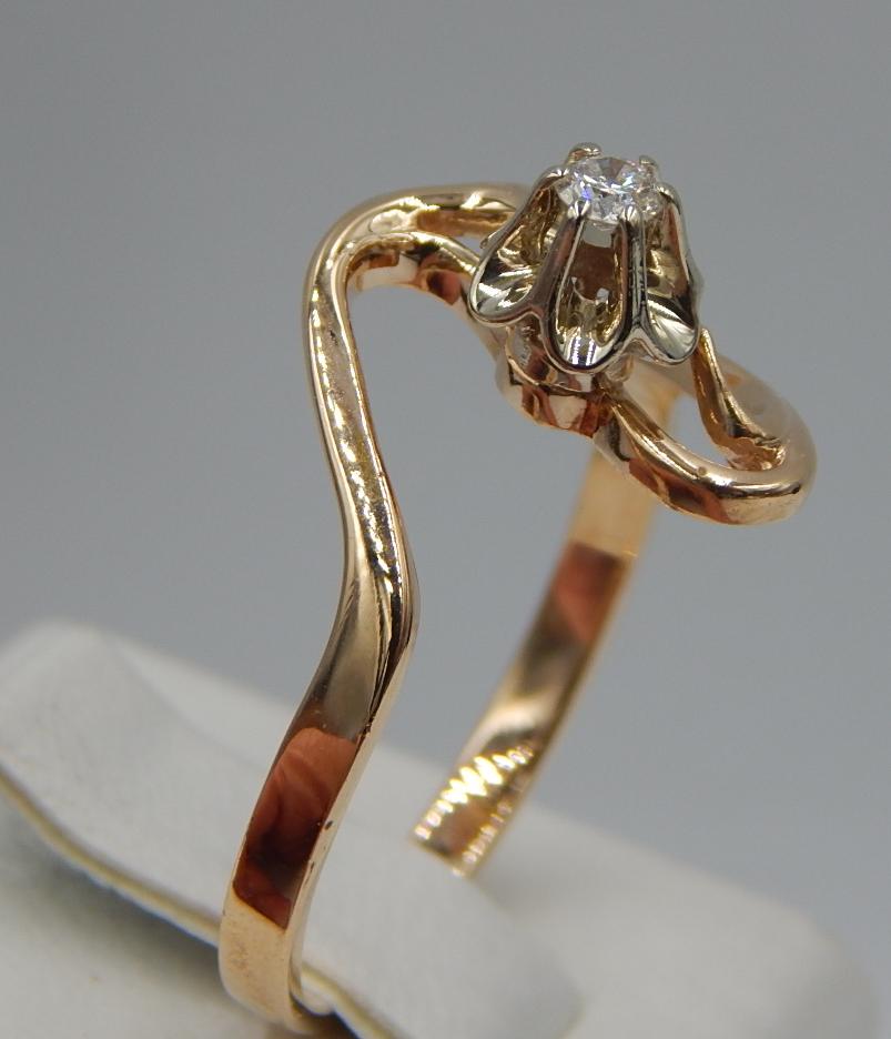 Кольцо из красного и белого золота с бриллиантом (-ми) (30964458) 2