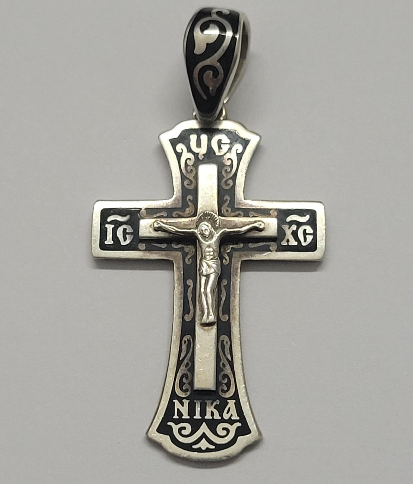 Срібний підвіс-хрест з емаллю (33332453) 0