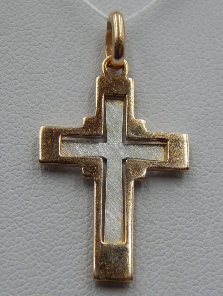 Підвіс-хрест з червоного та білого золота (32645194) 0