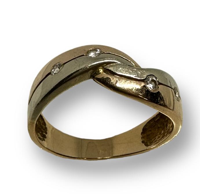 Кольцо из красного и белого золота с цирконием (29569397) 2