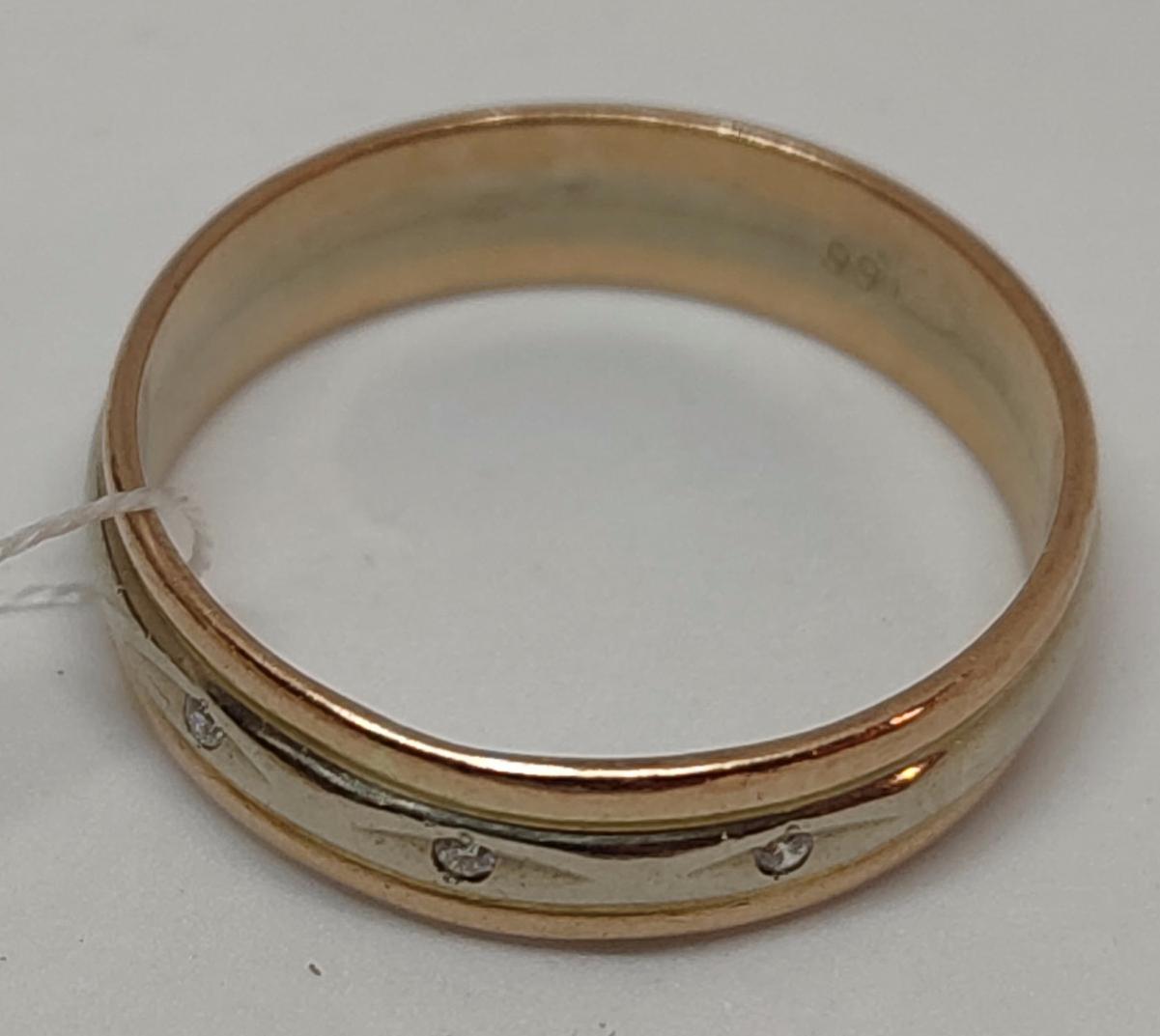 Обручальное кольцо из красного и белого золота с бриллиантом (-ми) (28822532) 1