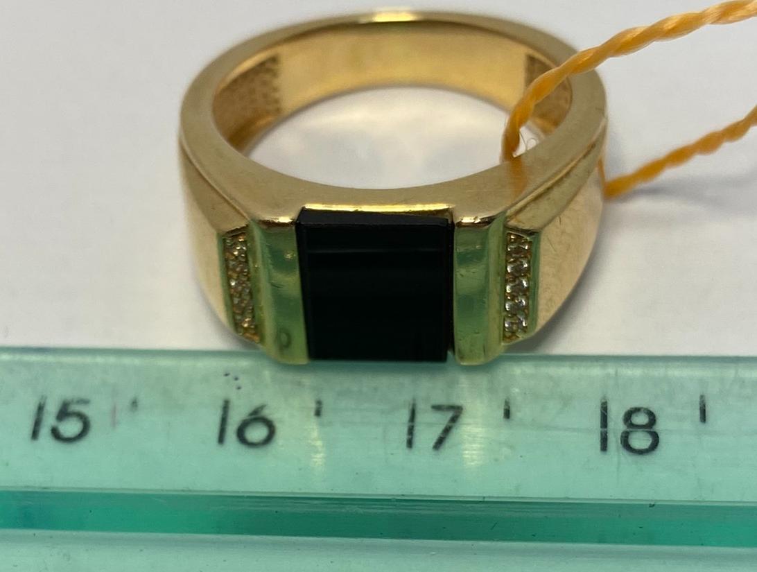 Перстень із червоного золота з оніксом і цирконієм (33234991) 4