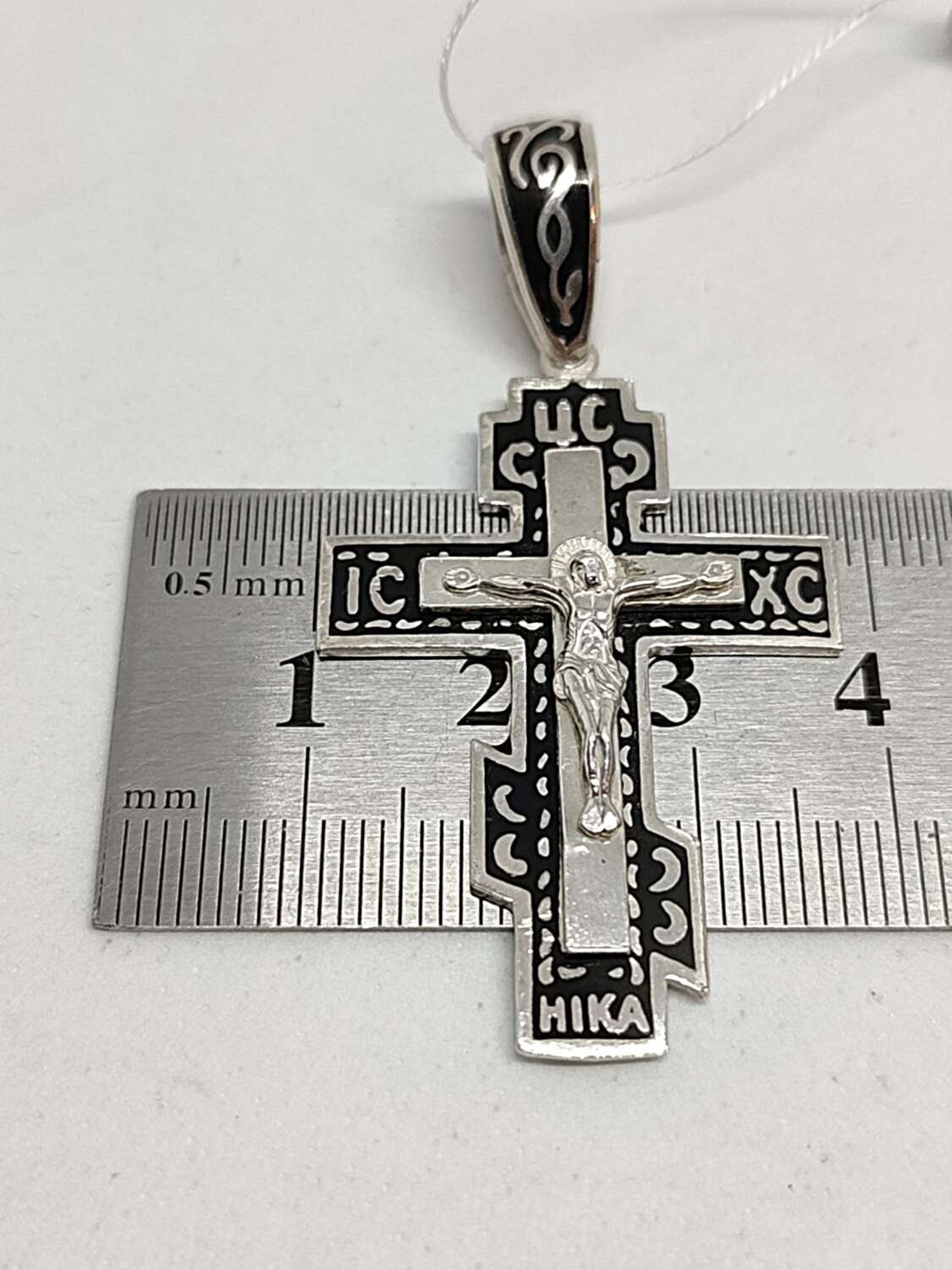 Срібний підвіс-хрест з емаллю (32115923) 3