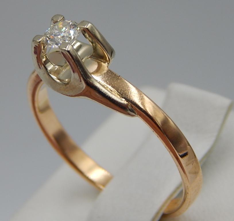 Кольцо из красного и белого золота с бриллиантом (-ми) (30745497) 1