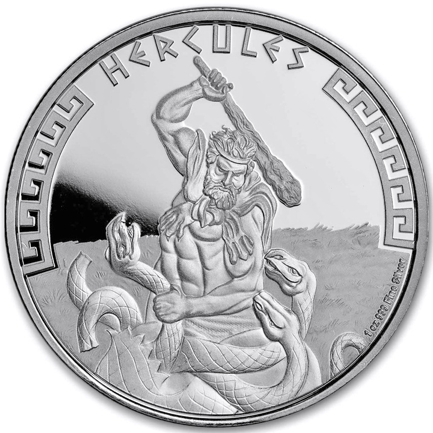 Срібна монета 1oz Герої Грецької Міфології: Геракл 2 долари 2023 Ніуе (31572713) 1
