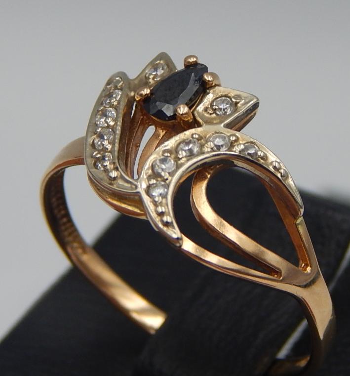 Кольцо из красного и белого золота с цирконием (28192437)  2