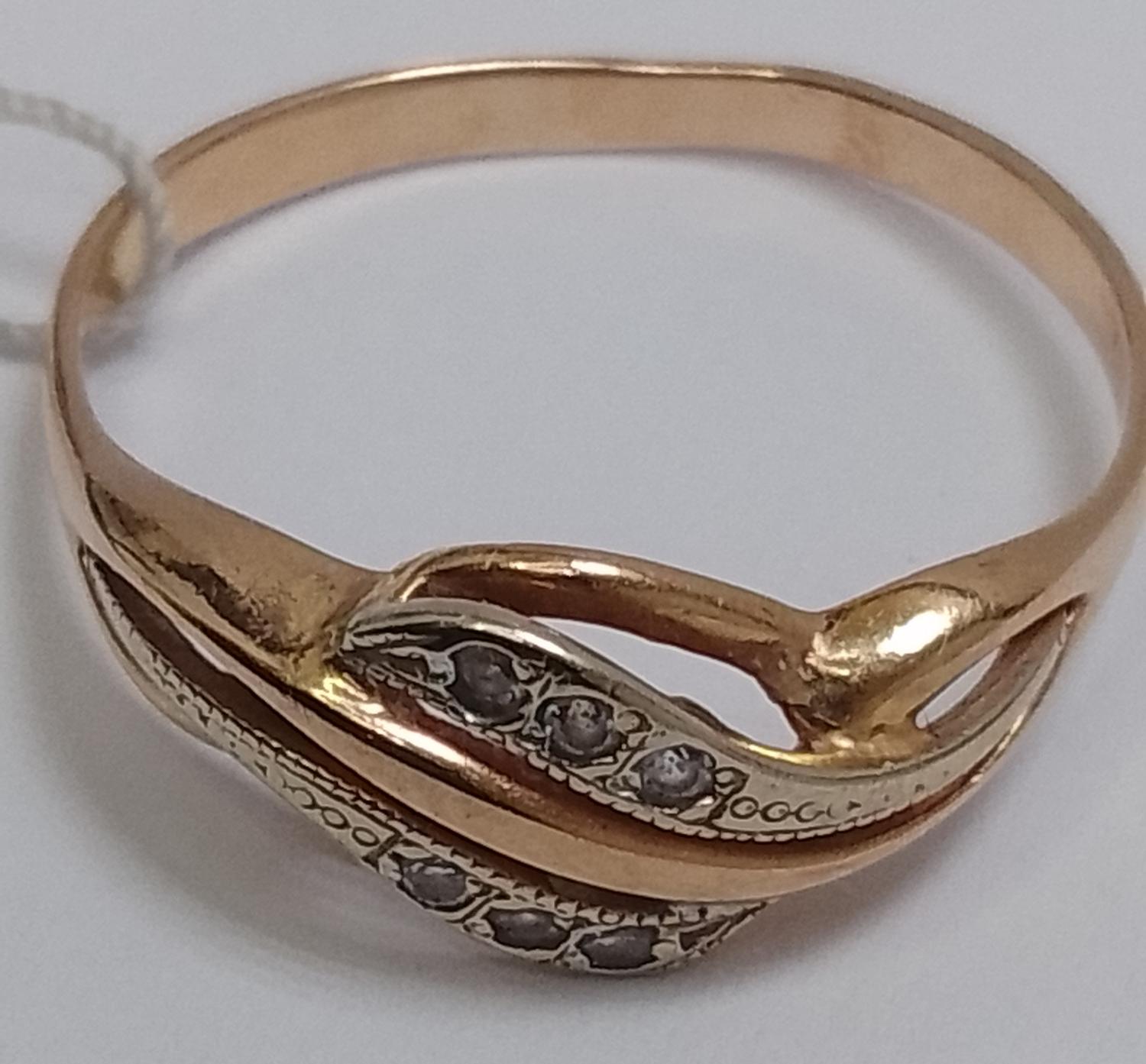 Кольцо из красного и белого золота с цирконием (33797290)  4