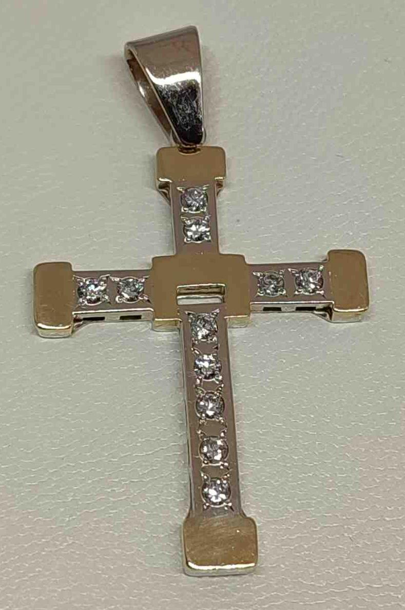 Підвіс-хрест із жовтого та білого золота з діамантом (-ми) (28324459) 0