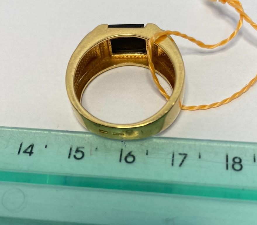 Перстень із червоного золота з оніксом і цирконієм (33234991) 2