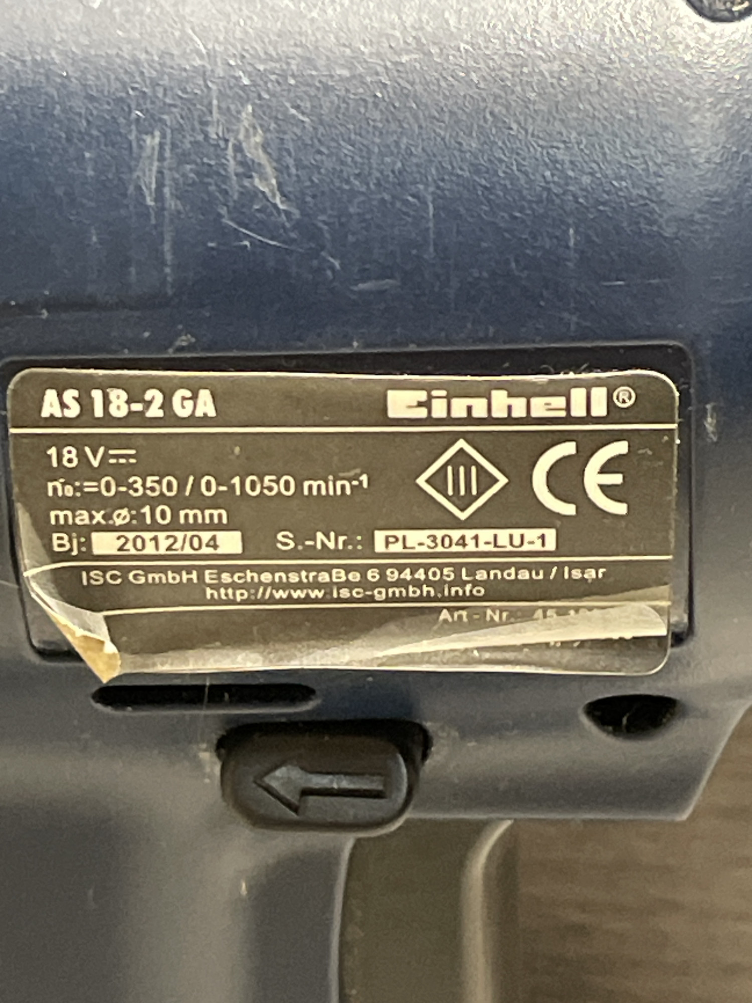 Шуруповерт аккумуляторный Einhell AS 18-2GA 1