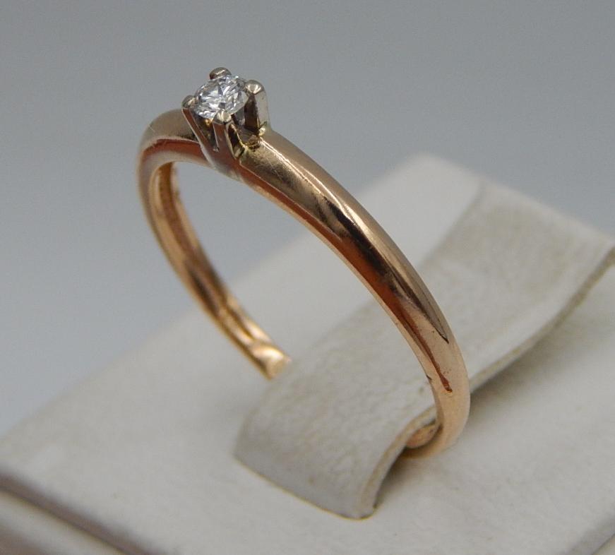 Кольцо из красного и белого золота с бриллиантом (-ми) (30718992) 1