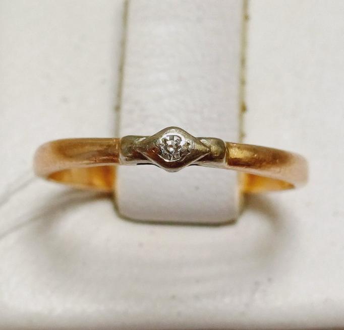 Кольцо из красного и желтого золота с бриллиантом (-ми) (33869200)  0