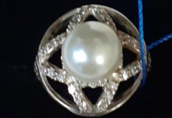 Серебряное кольцо с жемчугом и цирконием (29277057) 4