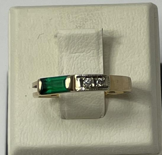 Кольцо из красного и белого золота с цирконием и бриллиантом (-ми) (33500642) 4