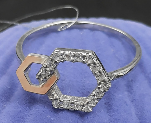 Серебряное кольцо с позолотой и цирконием (31295237) 0