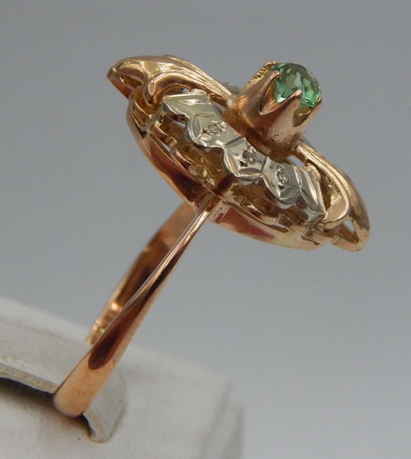 Кольцо из красного и белого золота с цирконием и бриллиантом (-ми) (28660026) 4