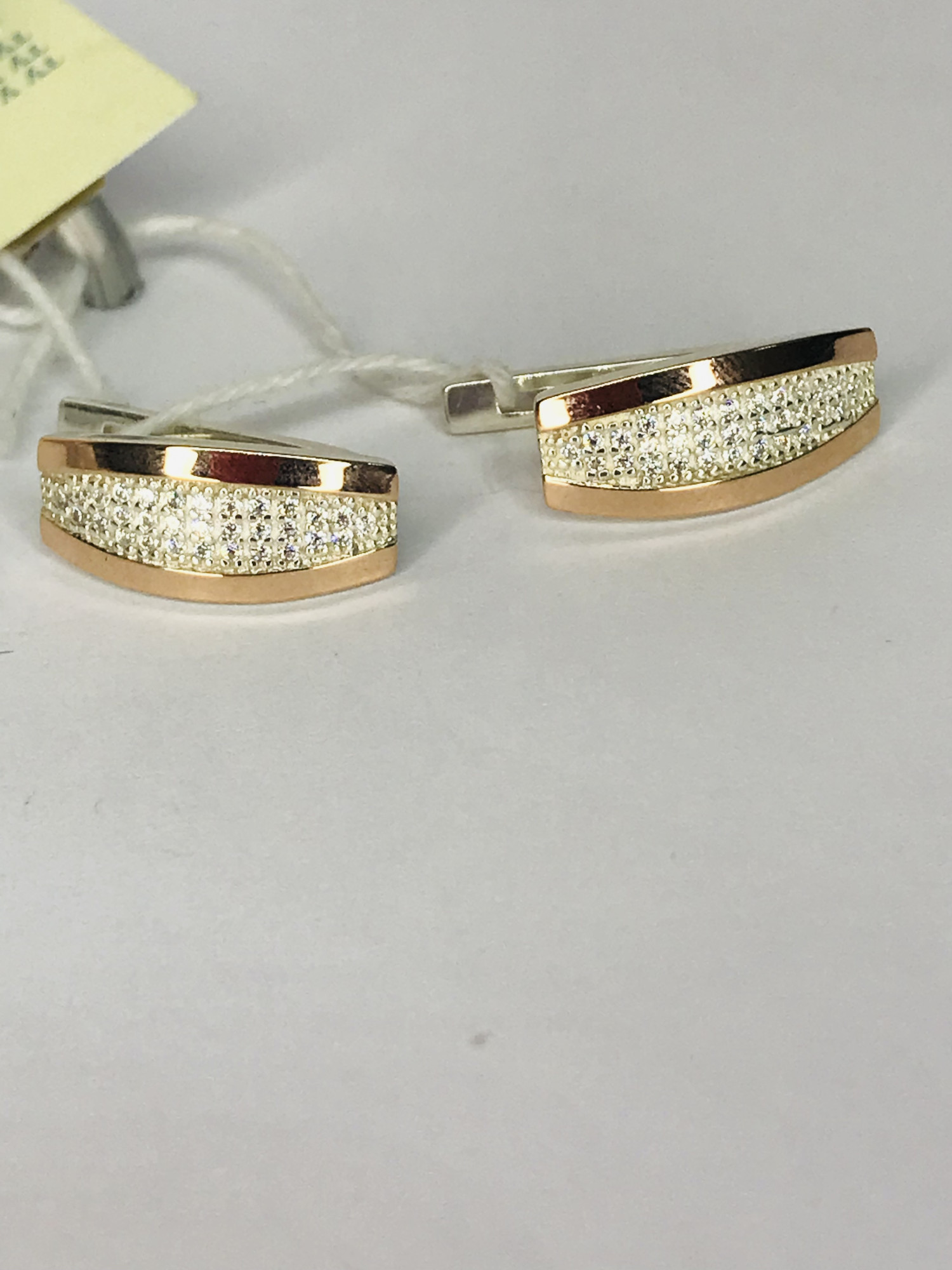 Срібні сережки із золотою вставкою та цирконієм (33618467) 2