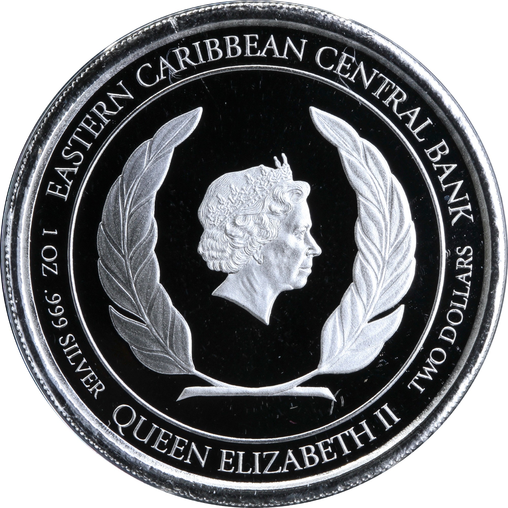 Серебряная монета 1oz Сент-Китс и Невис 2 доллара 2019 Восточные Карибы (29127709 7
