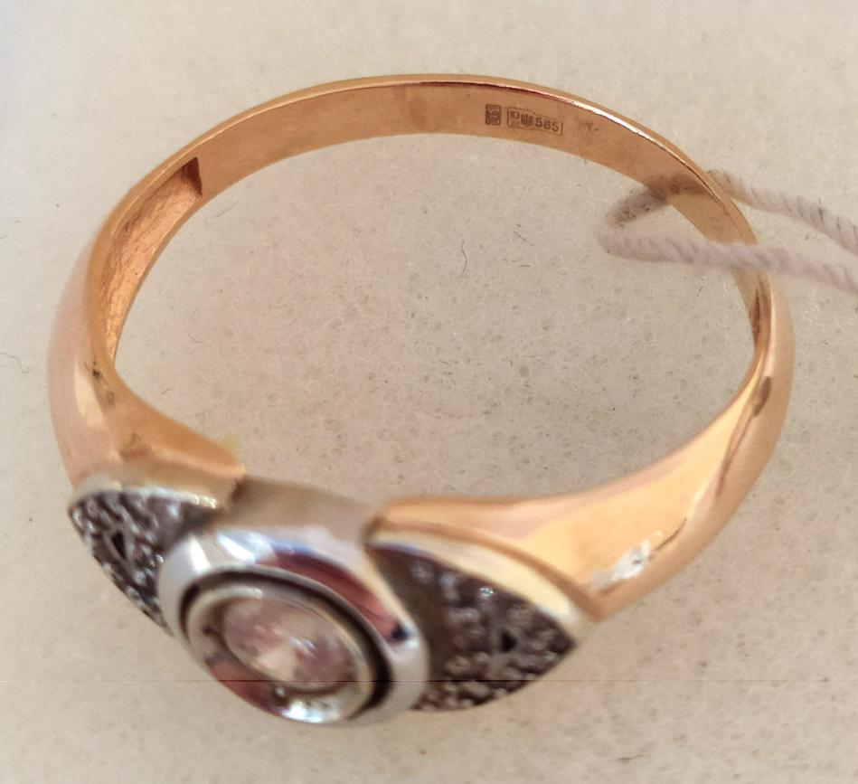 Кольцо из красного и белого золота с цирконием (31955155) 2
