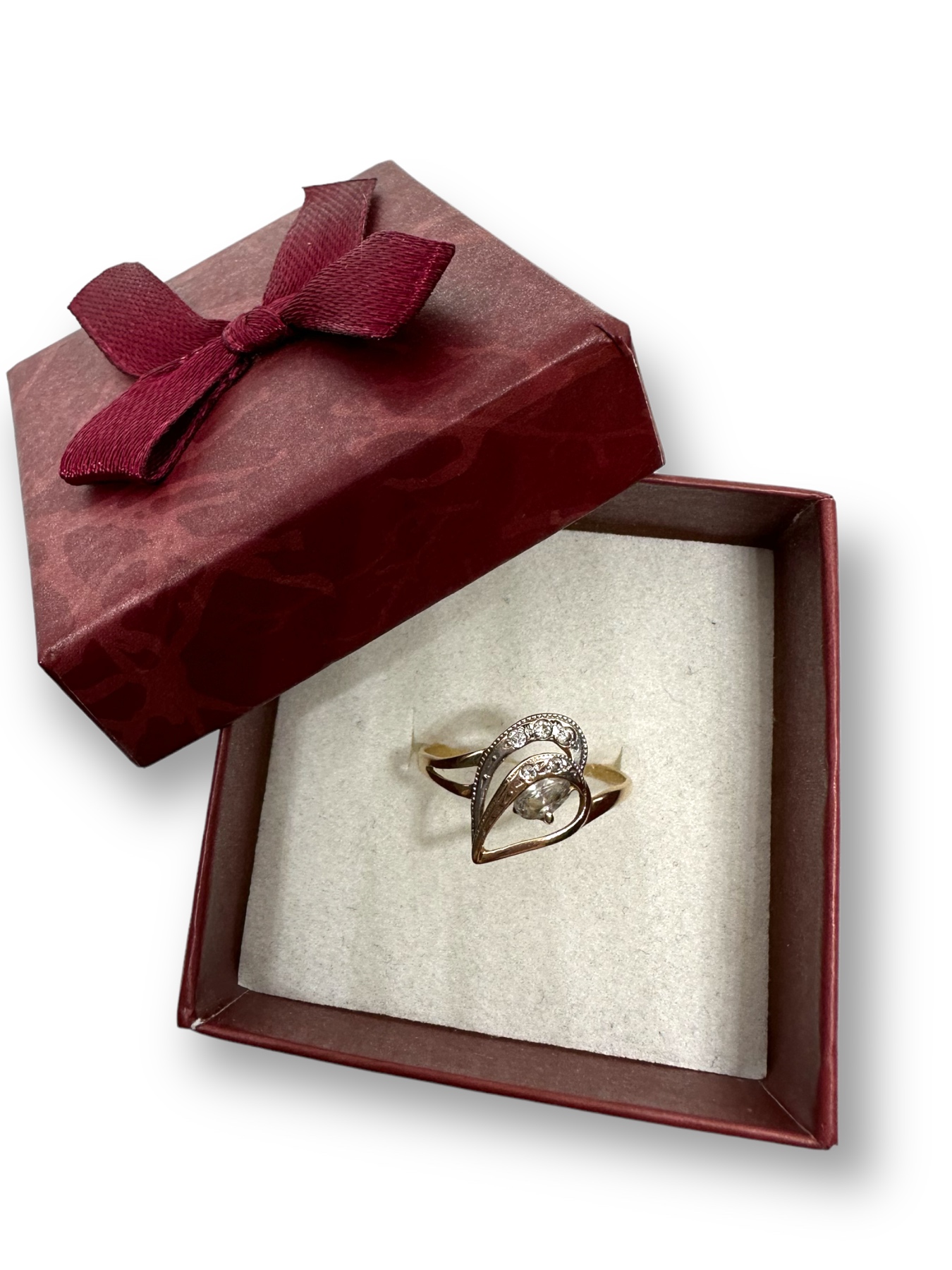 Кольцо из красного и белого золота с цирконием (29912728) 4