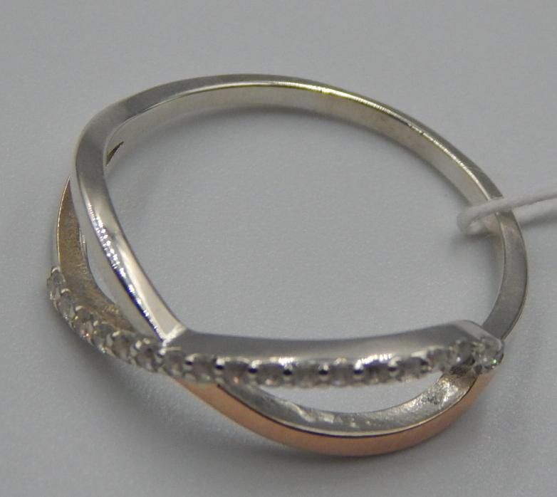 Серебряное кольцо с позолотой и цирконием (31646934) 2