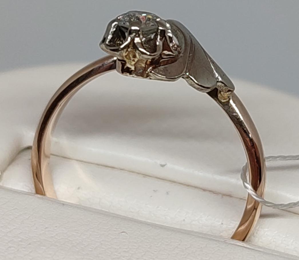 Кольцо из красного и белого золота с бриллиантом (-ми) (29383305) 1