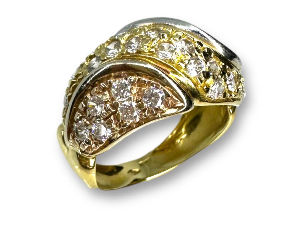 Кольцо из красного, желтого и белого золота с цирконием (31034933) 2