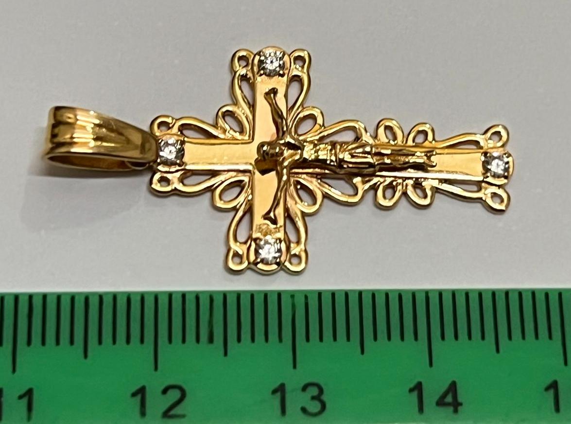 Подвес-крест из красного золота с цирконием (33064460)  2