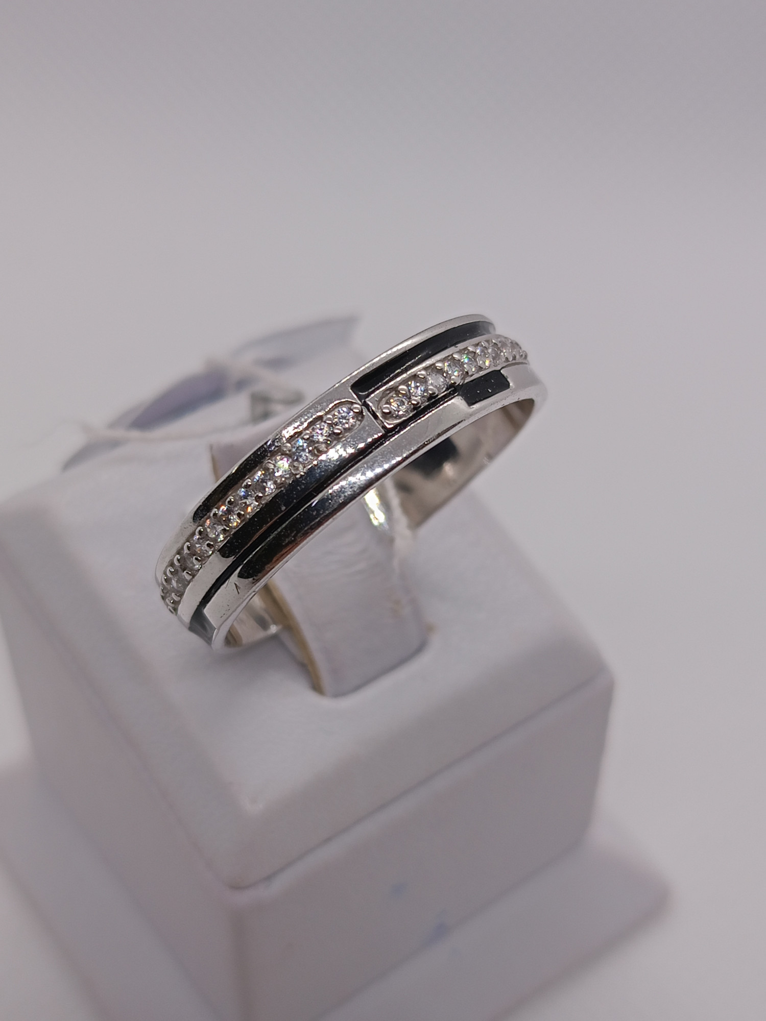 Серебряное кольцо с цирконием и эмалью (33769555) 1
