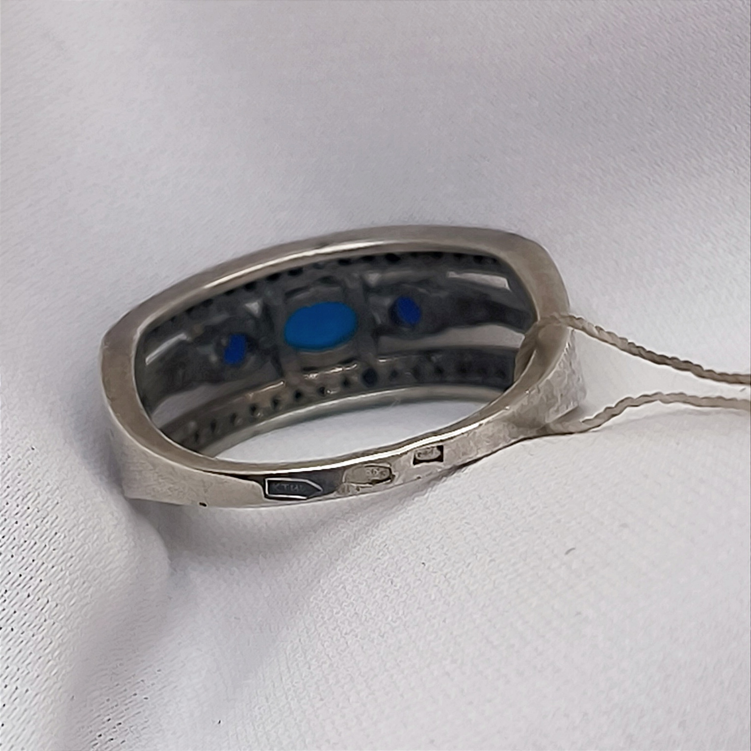 Серебряное кольцо с золотыми пластинами и цирконием (33454814) 3