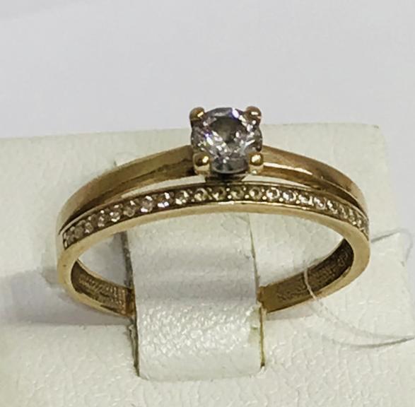 Кольцо из красного золота с цирконием (30662874) 1