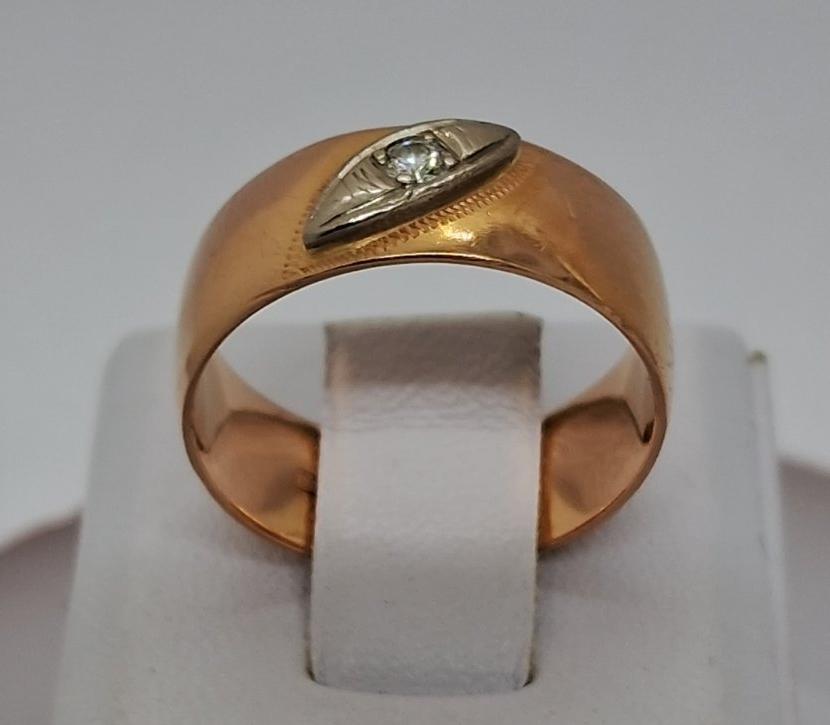 Обручальное кольцо из красного и белого золота с бриллиантом (-ми) (33778056) 0