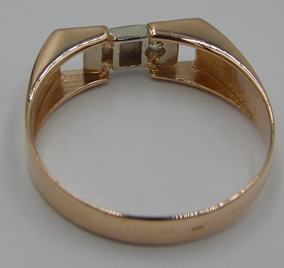 Перстень из красного и белого золота с цирконием (29220005) 5