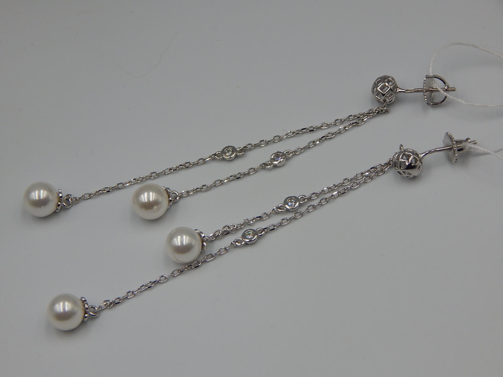 Срібні сережки з перлами та цирконієм (33185572) 3