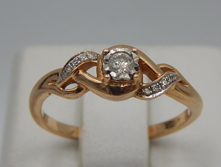 Кольцо из красного и белого золота с бриллиантом (-ми) (29990984) 0