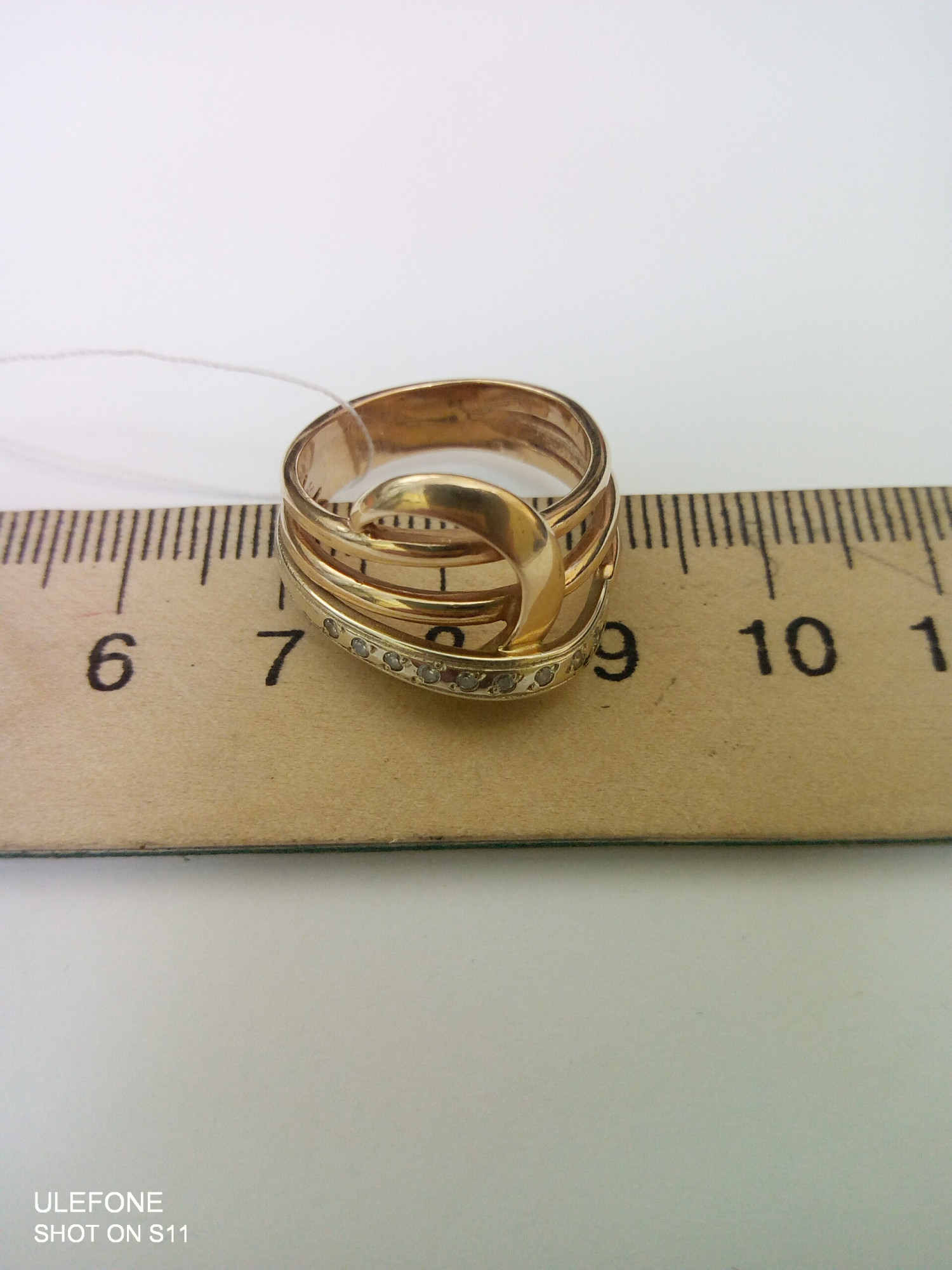 Кольцо из красного и белого золота с цирконием (31778568)  3