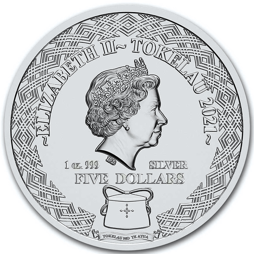 Серебряная монета 1oz Рыбы 5 долларов 2021 Токелау (29127952) 6