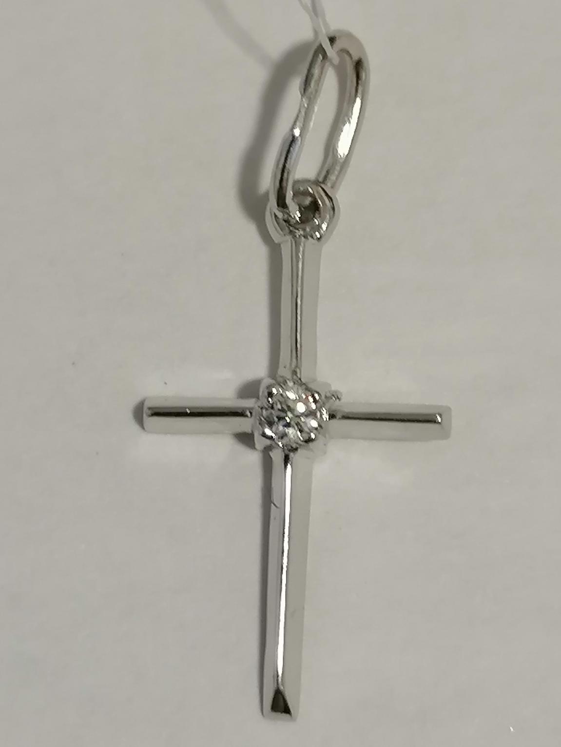 Серебряный подвес-крест с цирконием (32543758) 1