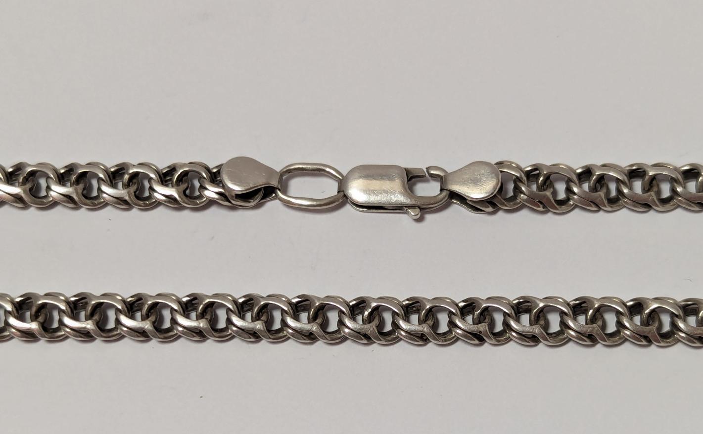 Серебряная цепь с плетением Бисмарк (33767408) 1