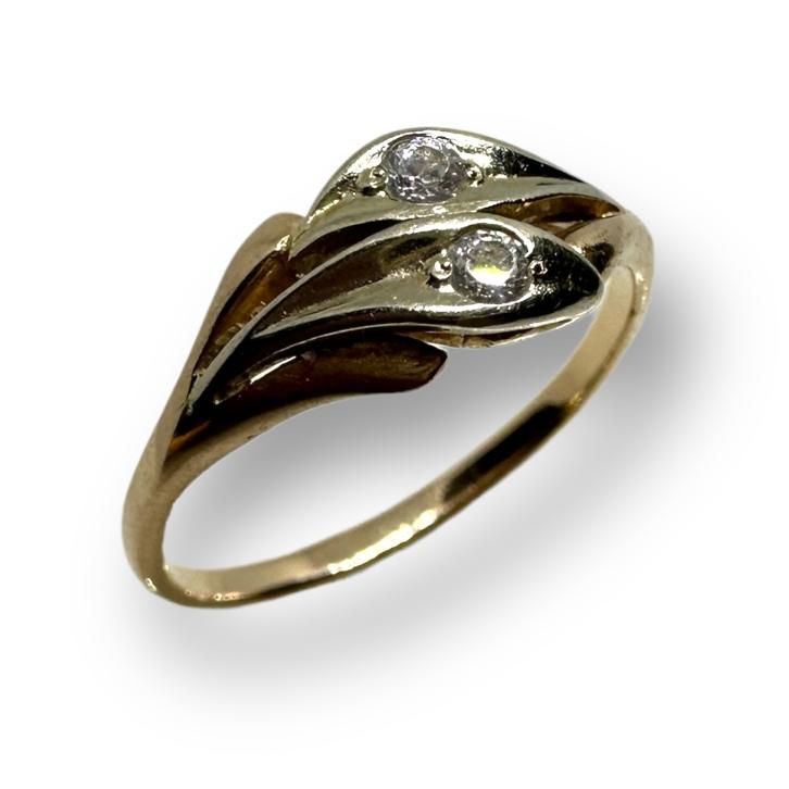 Кольцо из красного и белого золота с цирконием (29935653)  2