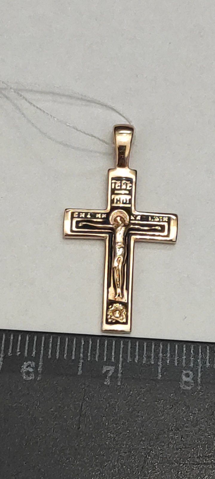 Подвес-крест из красного золота с эмалью (31565579) 4