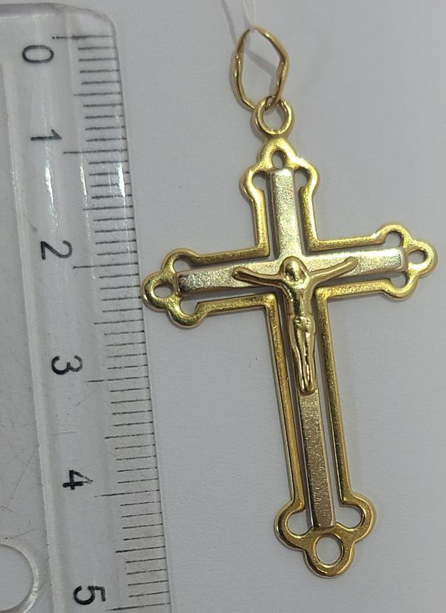 Підвіс-хрест з жовтого та білого золота (33764631) 1