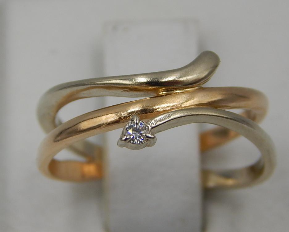 Кольцо из красного и белого золота с бриллиантом (-ми) (30703332) 0