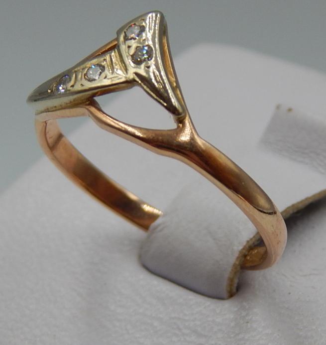 Кольцо из красного и белого золота с бриллиантом (-ми) (32200048) 1
