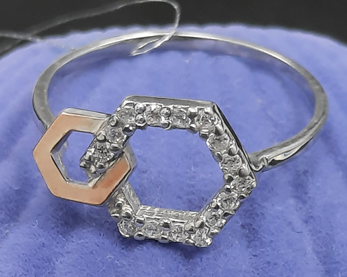 Серебряное кольцо с позолотой и цирконием (31295243) 0