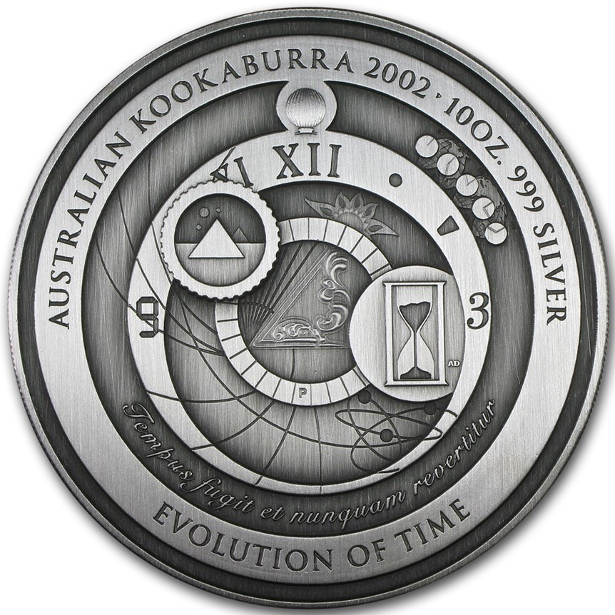 Срібна монета 10oz Кукабарра Еволюція Часу 10 доларів 2002 Австралія (33214253) 0