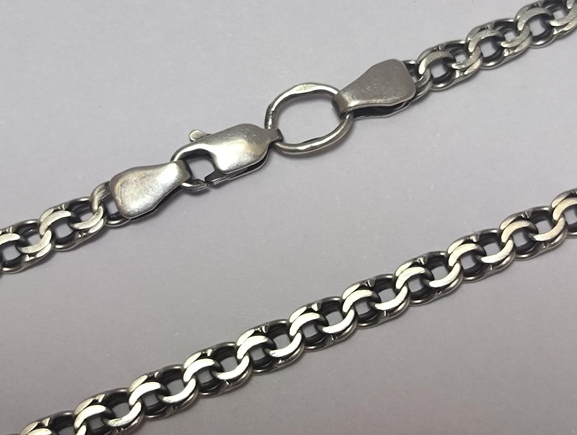 Серебряная цепь с плетением Бисмарк (33596185) 0