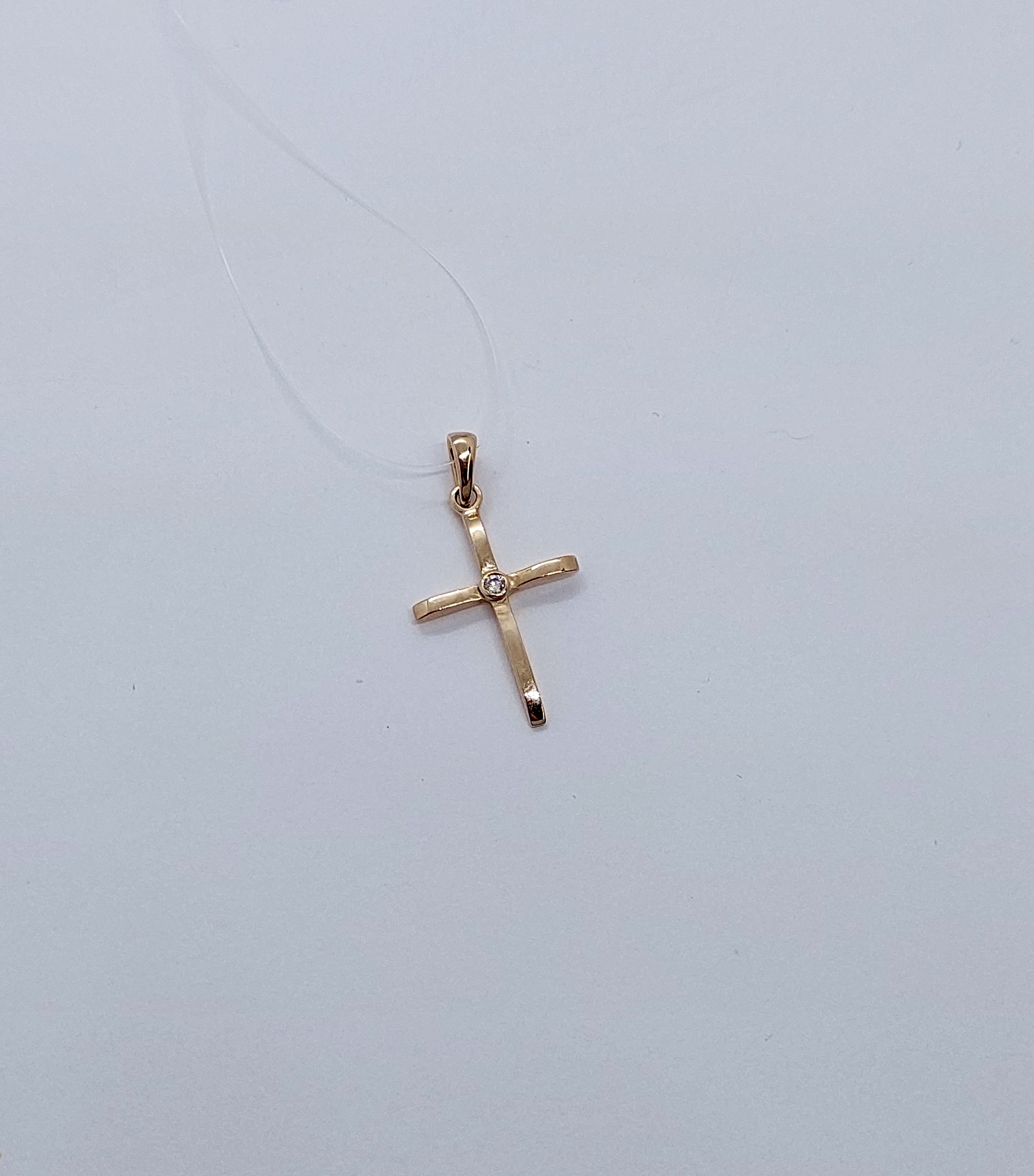 Підвіс-хрест з червоного золота з цирконієм (33338183) 2