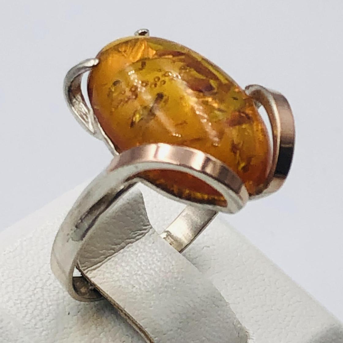 Серебряное кольцо с янтарем (33616194) 0